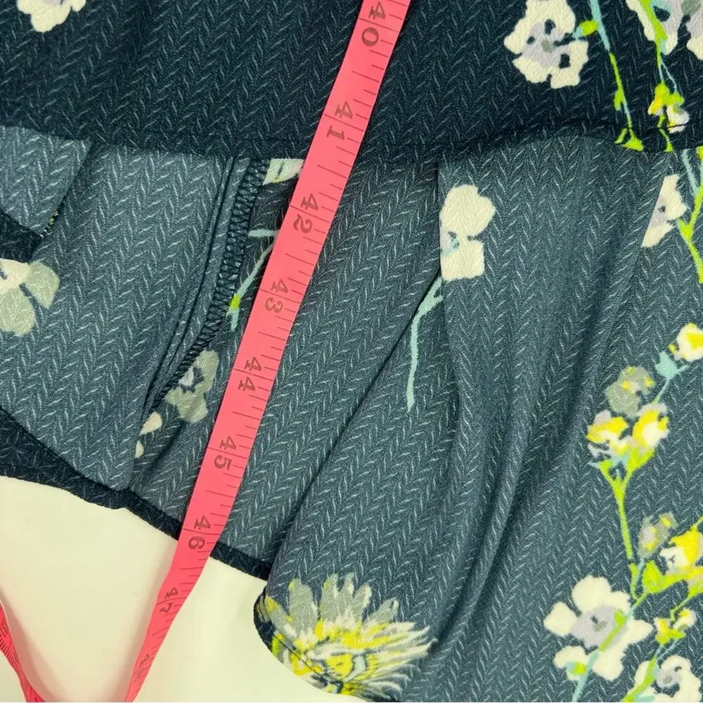 Free People Lost in You Navy Blue‎ & Yellow Floral High Low Midi Dress